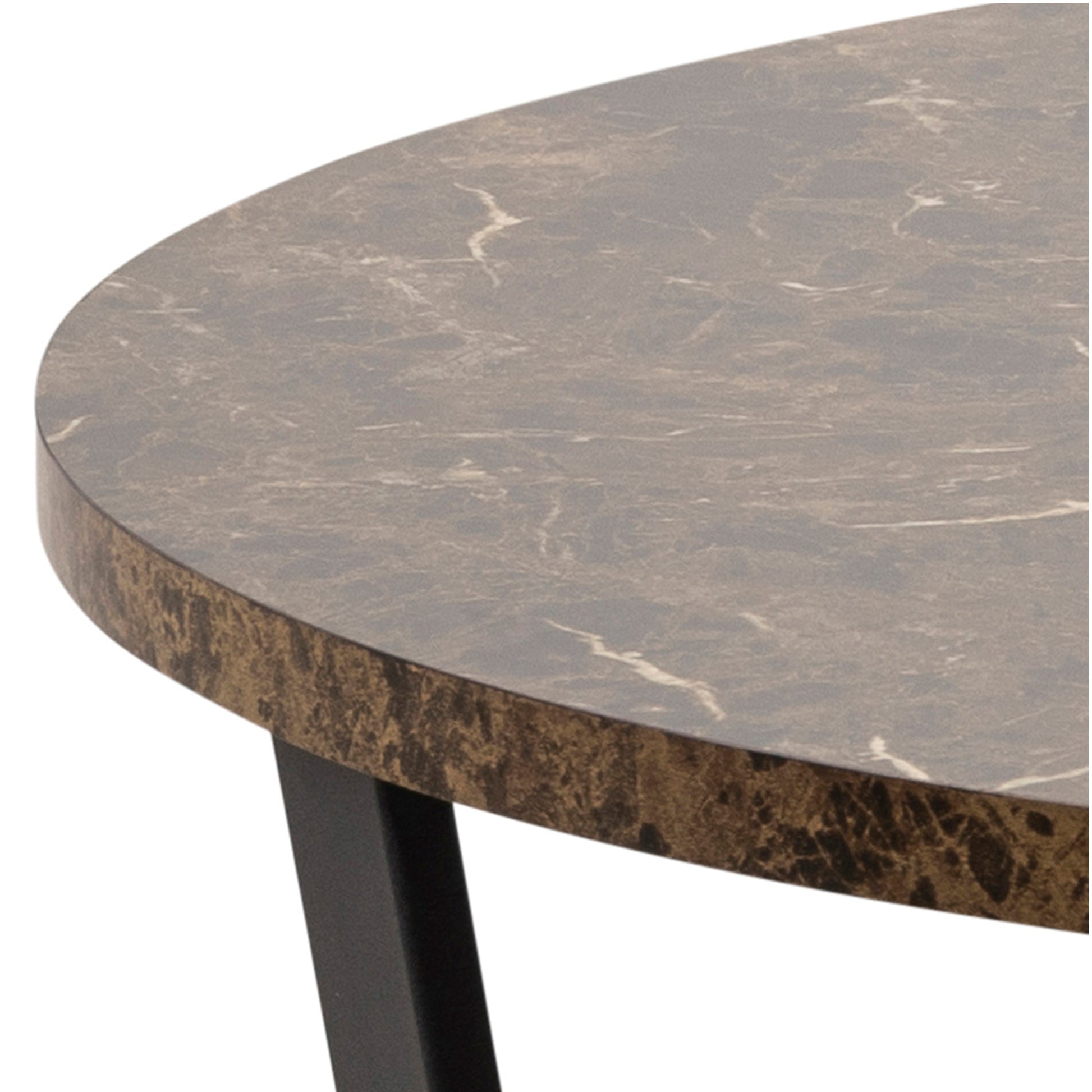 Cote | Furniture Amble 4 Seater Dining Table, Round with Brown Marble Top - Black Legs Amble, Dining Tables 90A0000084697