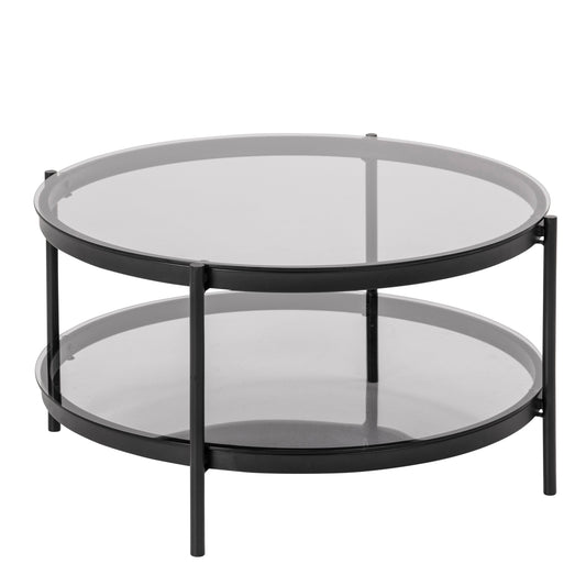 Cote | Furniture Bayonne Coffee Table Round with Smoked Glass Top - Black Bayonne, Coffee Tables 90A0000087038