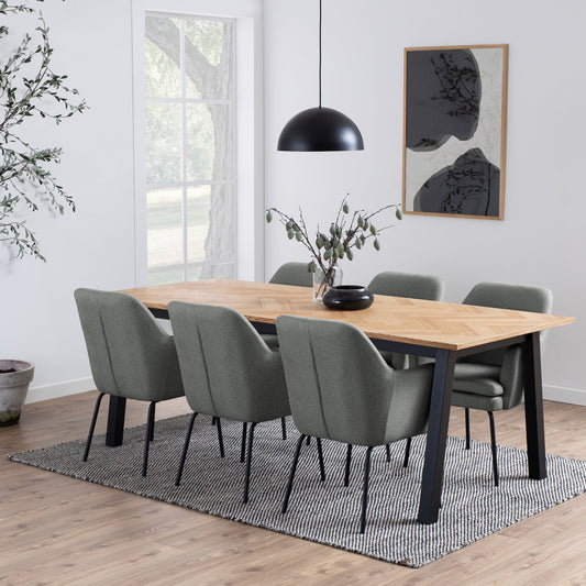 Cote | Furniture Brighton 6-8 Seater Dining Table in Oak with Herringbone Effect Brighton, Dining Tables 90A0000087597