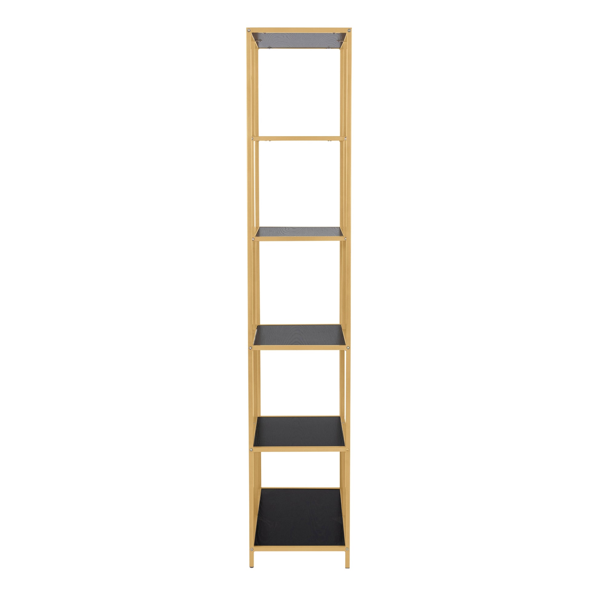 Cote | Furniture Seaford Bookcase, Tall Metal Frame with 5 Black Shelves - Gold Seaford, Bookcases 90A0000088159