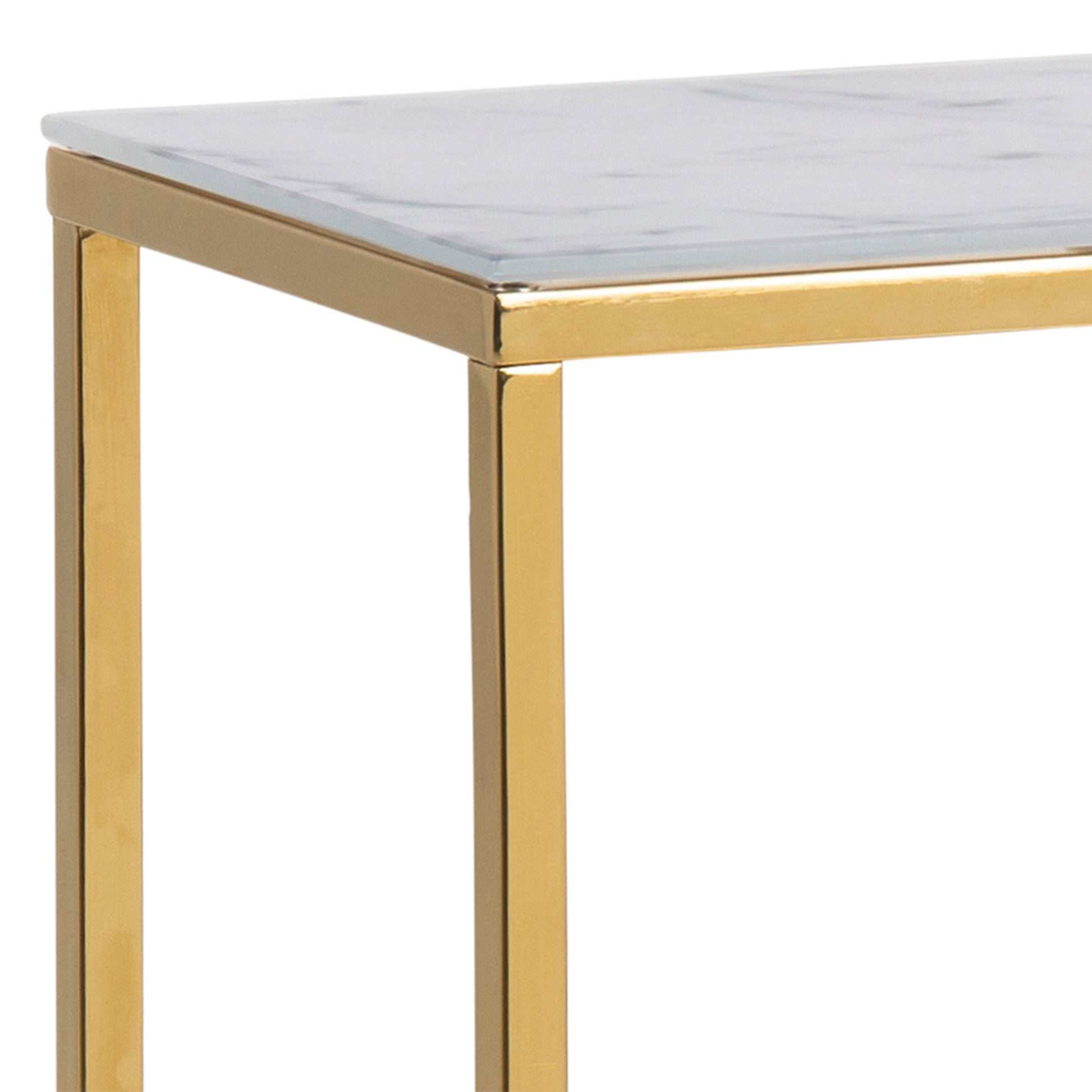 Cote | Furniture Alisma Console Table with Marble Effect Glass Top - Gold Alisma, Console Tables 90A0000089174