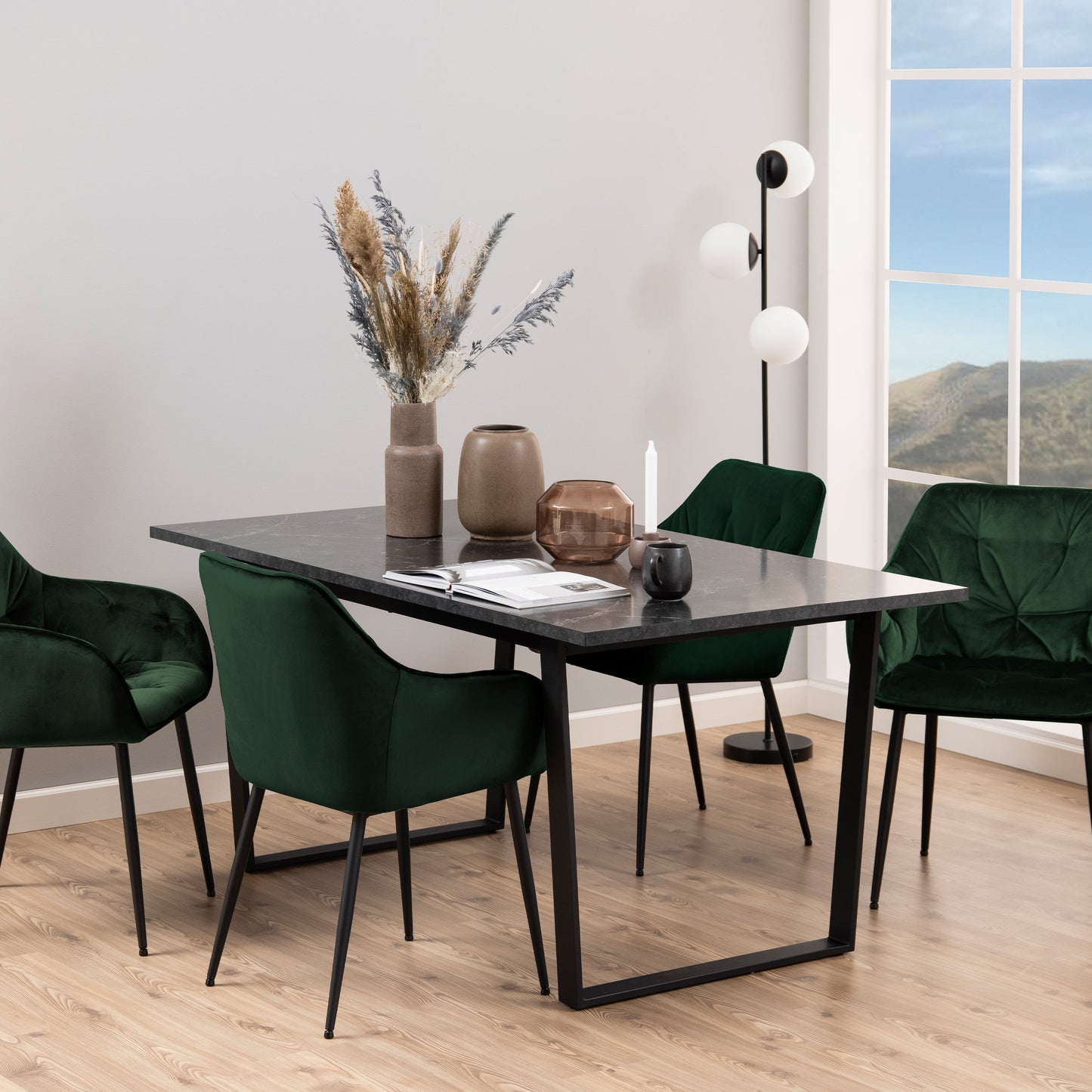 Cote | Furniture Amble Dining Table with Black Marble Top - Black Legs Amble, Dining Tables 90A0000089381