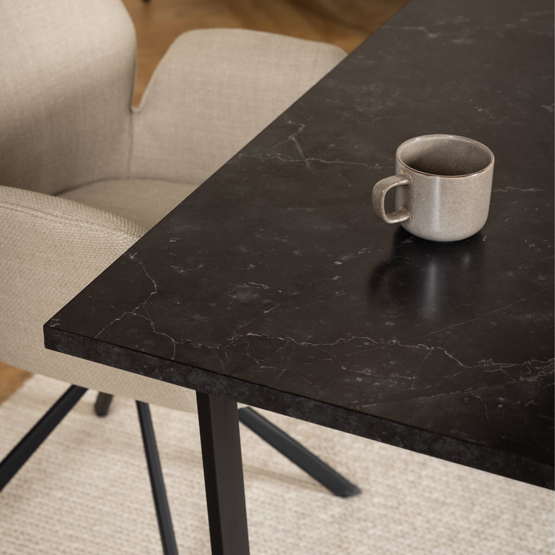 Cote | Furniture Amble Dining Table with Black Marble Top - Black Legs Amble, Dining Tables 90A0000089381