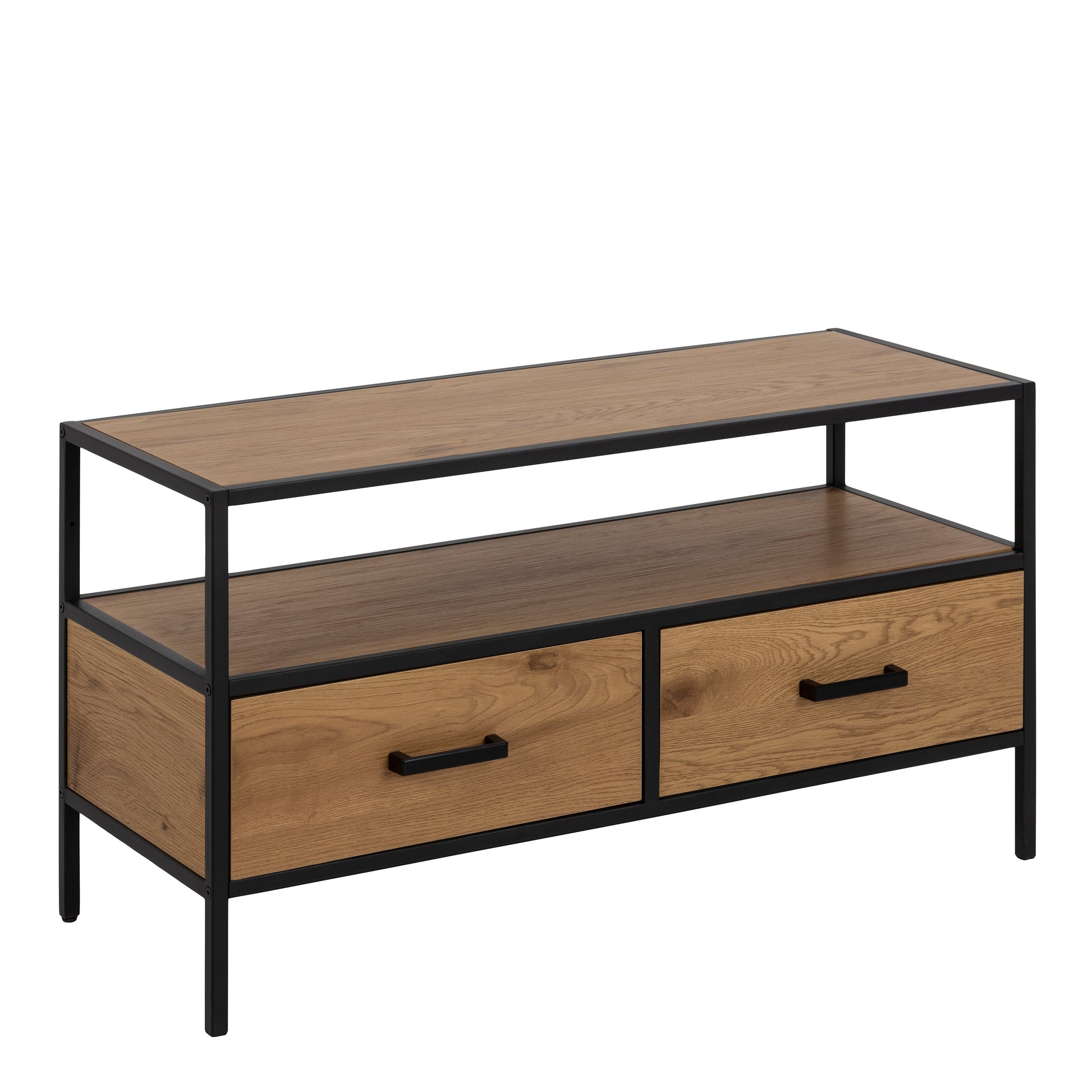 Cote | Furniture Seaford TV Unit, 2 Drawer - Black & Oak Seaford, TV Stands 90A0000089558