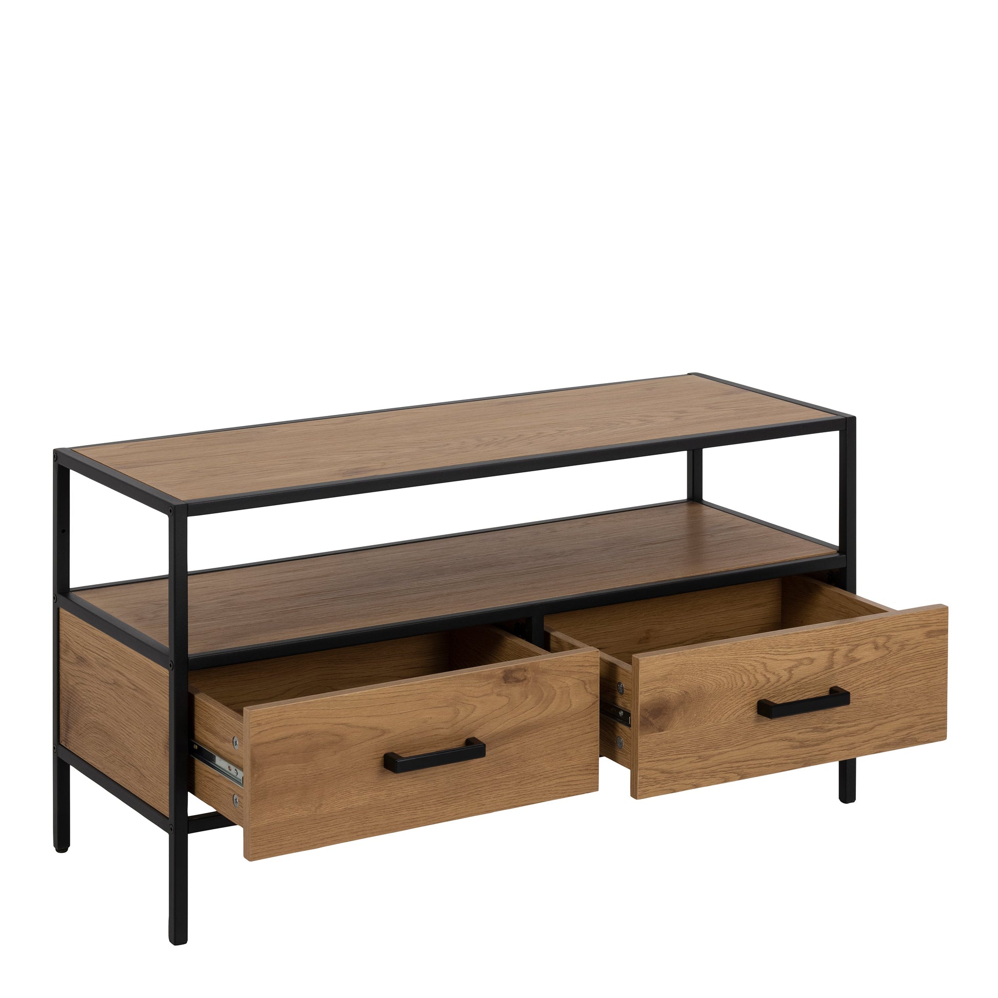 Cote | Furniture Seaford TV Unit, 2 Drawer - Black & Oak Seaford, TV Stands 90A0000089558