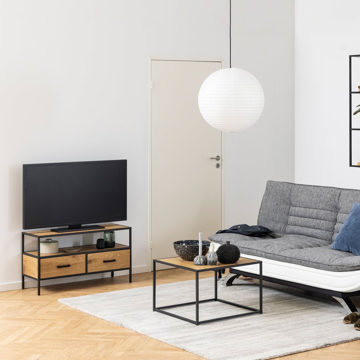 Cote | Furniture Seaford TV Unit, 2 Drawer - Black & Oak Seaford, TV Stands 90A0000089558