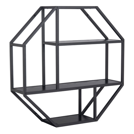 Cote | Furniture Seaford Wall Shelf, Octagonal Metal Frame - Black Seaford, Shelving 90A0000089690