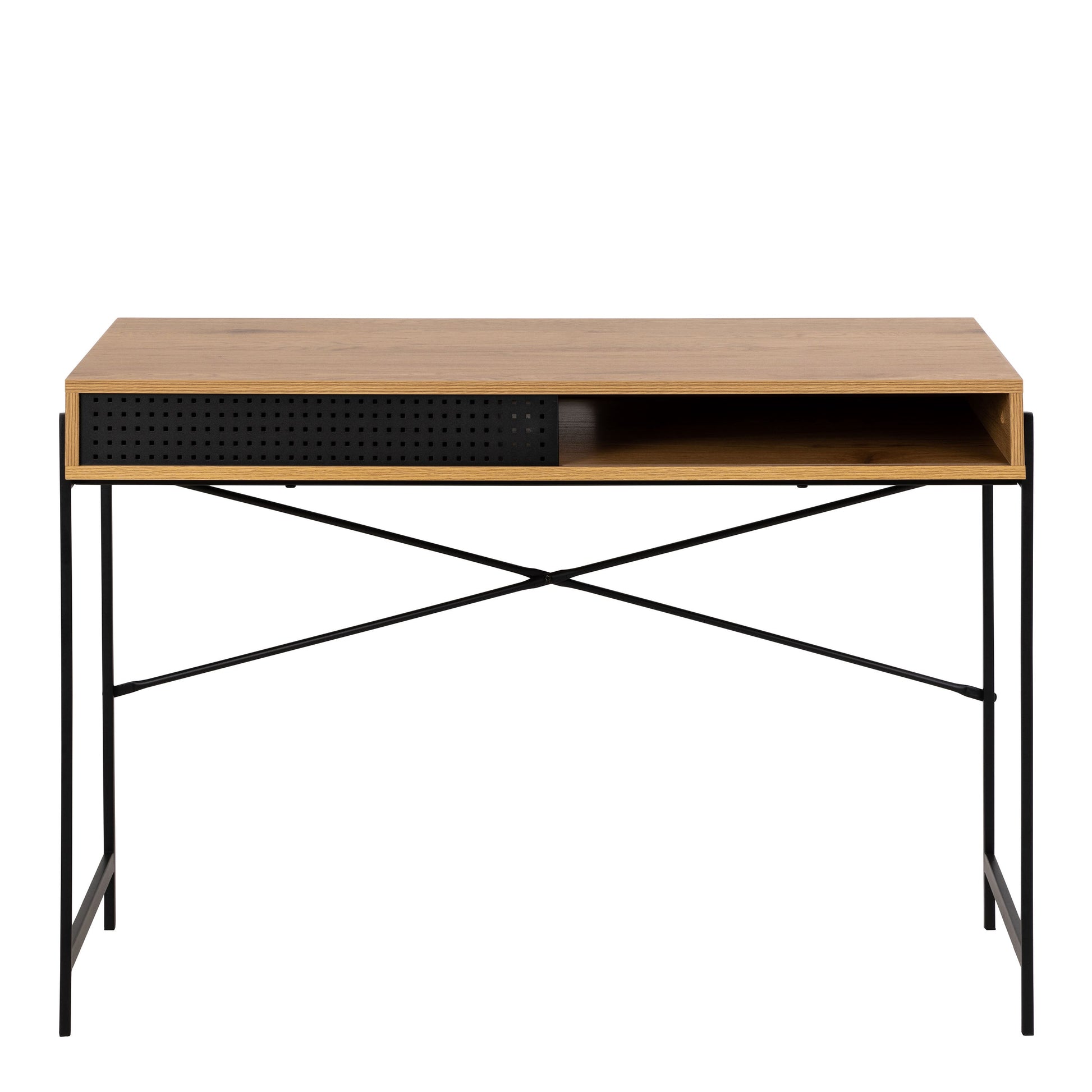 Cote | Furniture Angus Office Desk with Sliding Door - Oak & Black Angus, Dressing Tables & Desks 90A0000090080