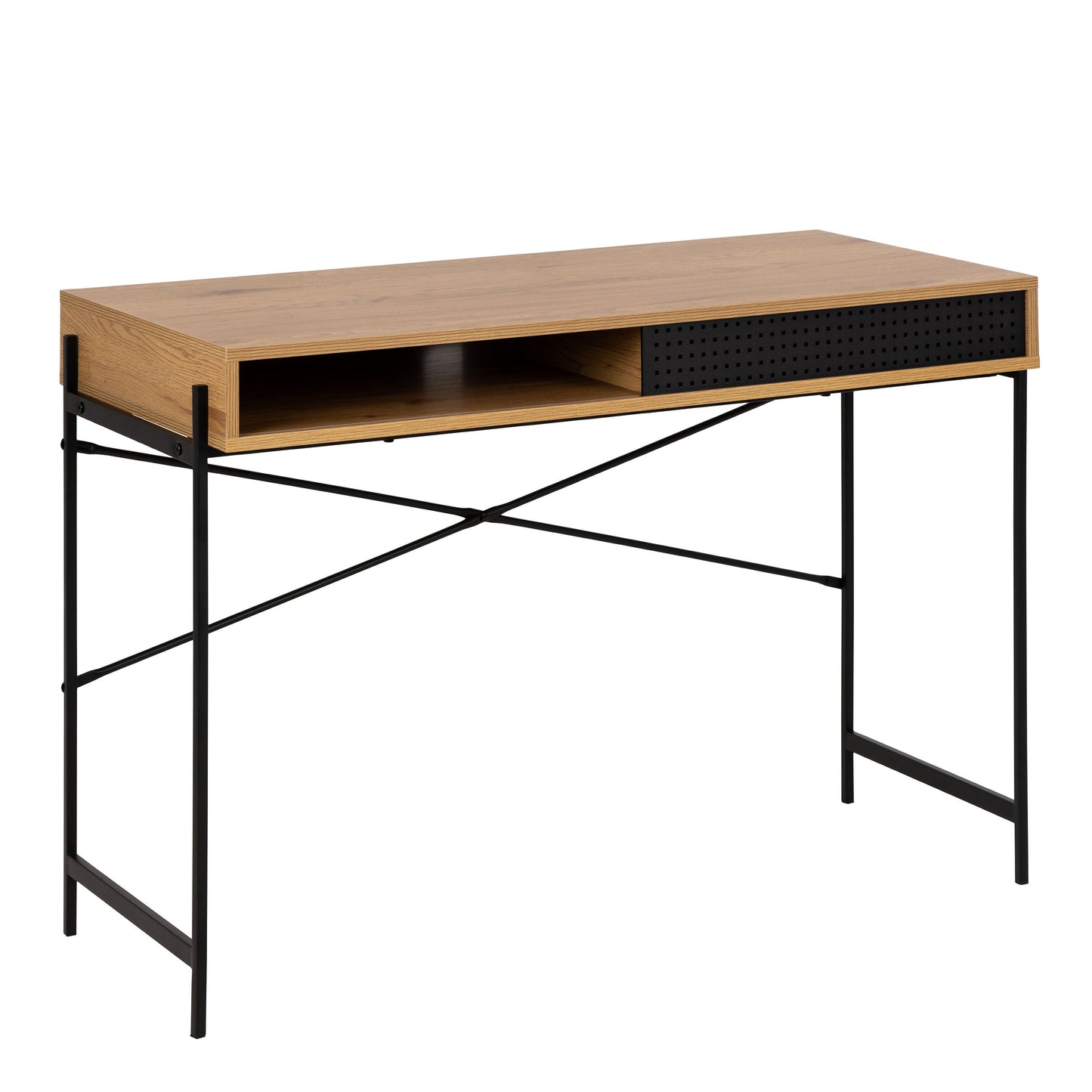 Cote | Furniture Angus Office Desk with Sliding Door - Oak & Black Angus, Dressing Tables & Desks 90A0000090080