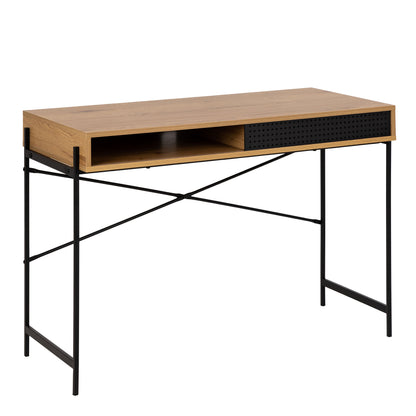 Cote | Furniture Angus Office Desk with Sliding Door - Oak & Black Angus, Dressing Tables & Desks 90A0000090080