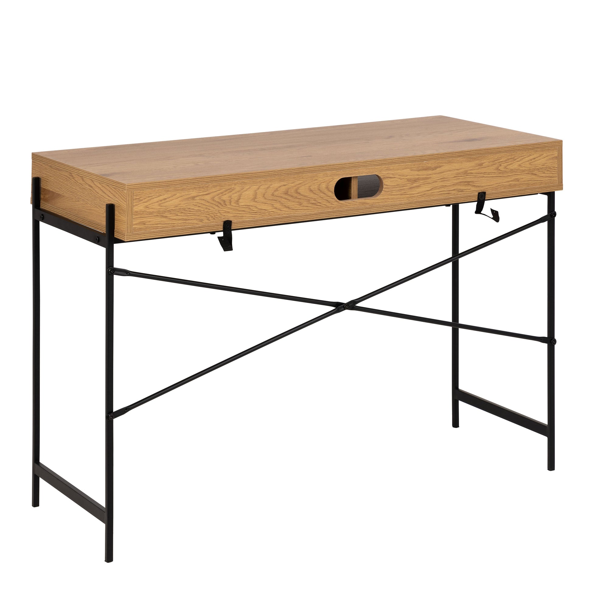 Cote | Furniture Angus Office Desk with Sliding Door - Oak & Black Angus, Dressing Tables & Desks 90A0000090080