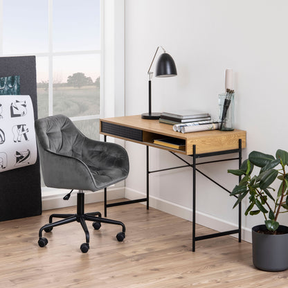 Cote | Furniture Angus Office Desk with Sliding Door - Oak & Black Angus, Dressing Tables & Desks 90A0000090080