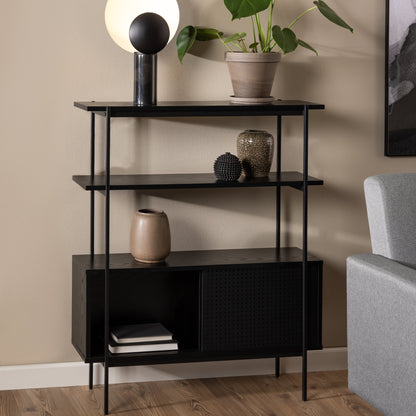 Cote | Furniture Angus Bookcase, Small with 2 Sliding Doors - Black Angus, Bookcases 90A0000090918