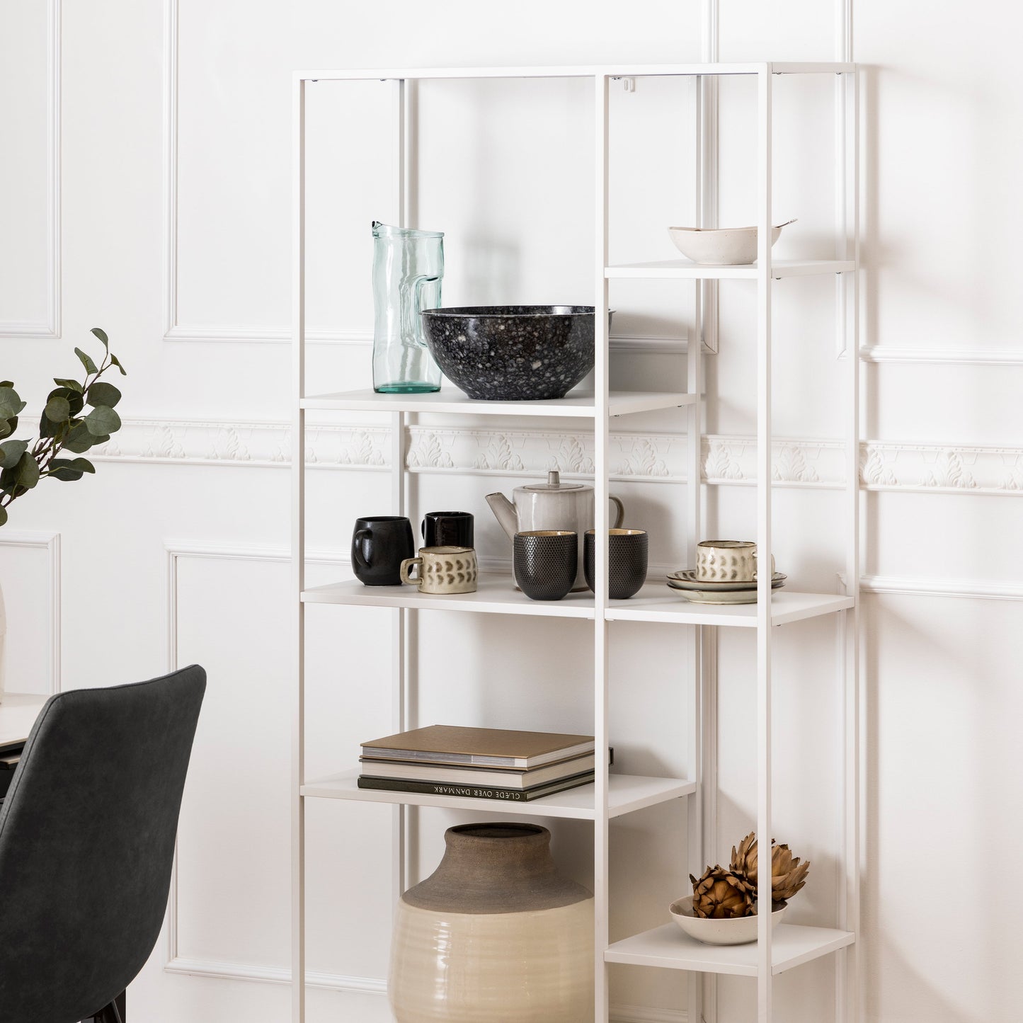 Cote | Furniture Newcastle Bookcase Asymmetrical, 6 Shelves - White Newcastle, Bookcases 90A0000090981