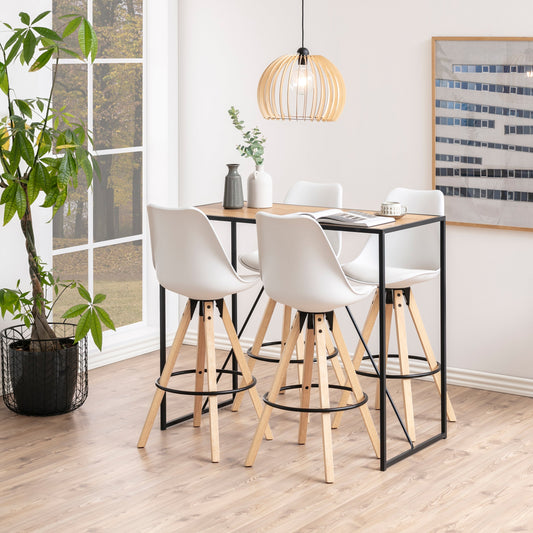 Cote | Furniture Seaford Bar Table, Metal Frame with Oak Top - Black Seaford, Bar Tables 90A0000091747