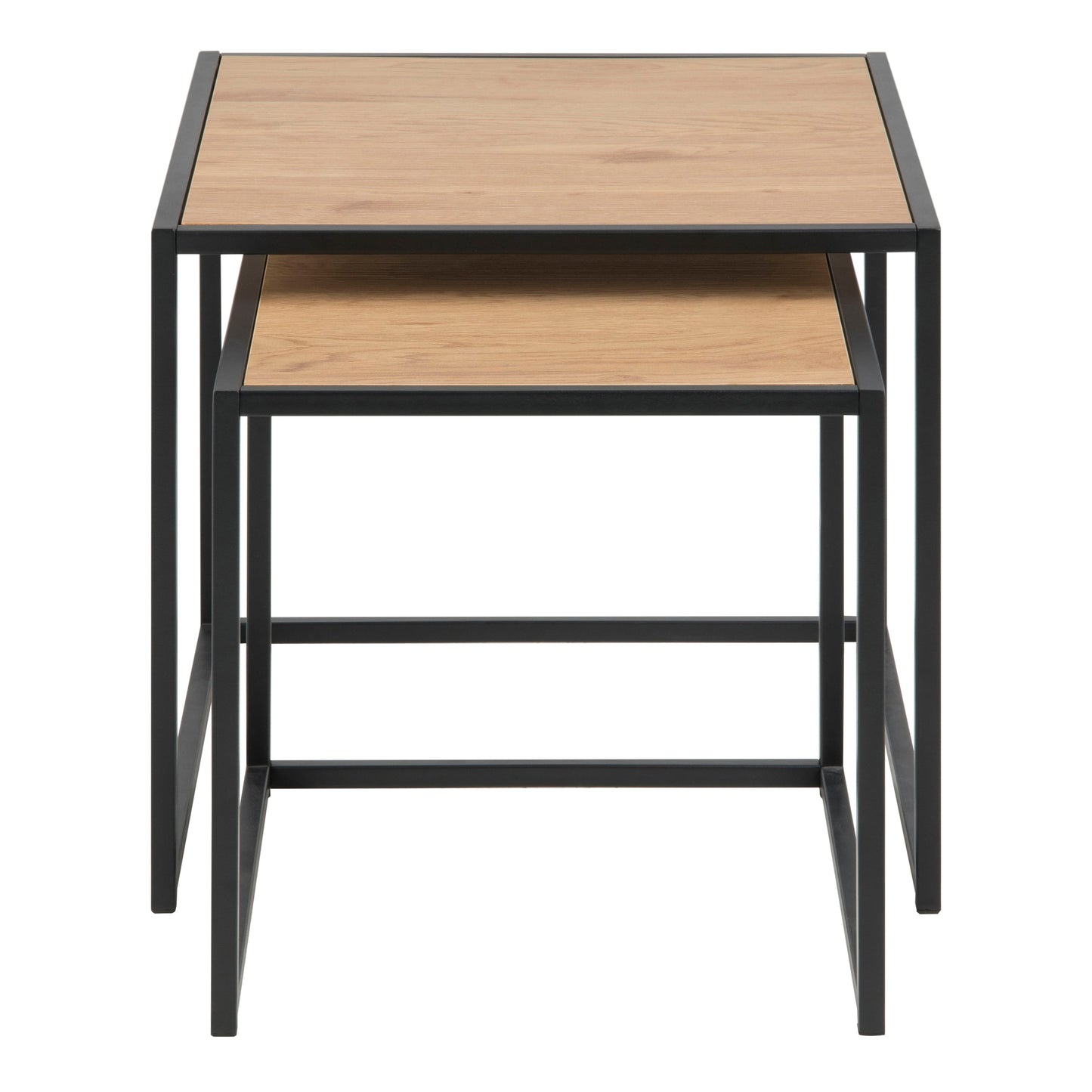 Cote | Furniture Seaford Nest of Tables, Metal Frames with Oak Top - Black Seaford, Nest of Tables 90A0000091847