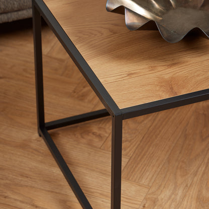 Cote | Furniture Seaford Coffee Table, Metal Frame with Oak Top - Black Seaford, Coffee Tables 90A0000091848