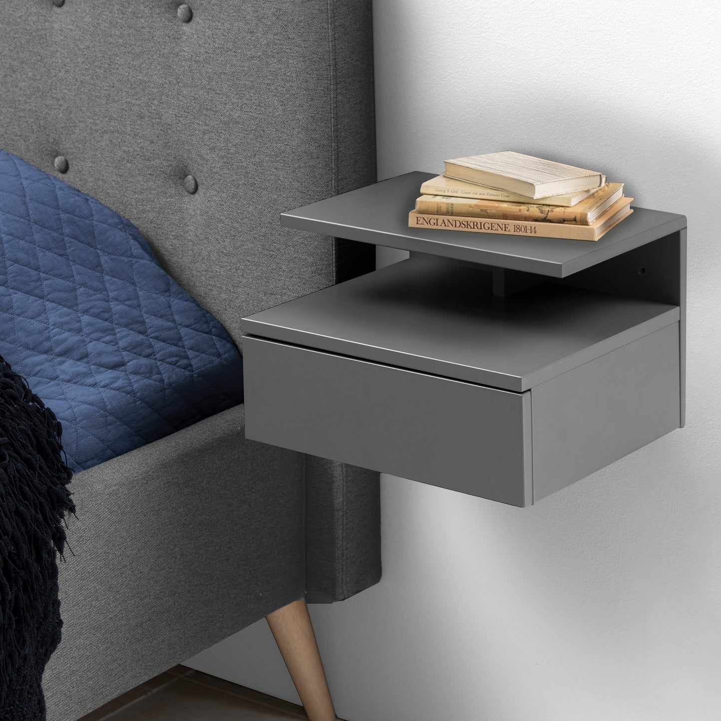 Cote | Furniture Ashlan Bedside Table 1 Drawer - Grey Ashlan, Bedside Tables 90A0000093763