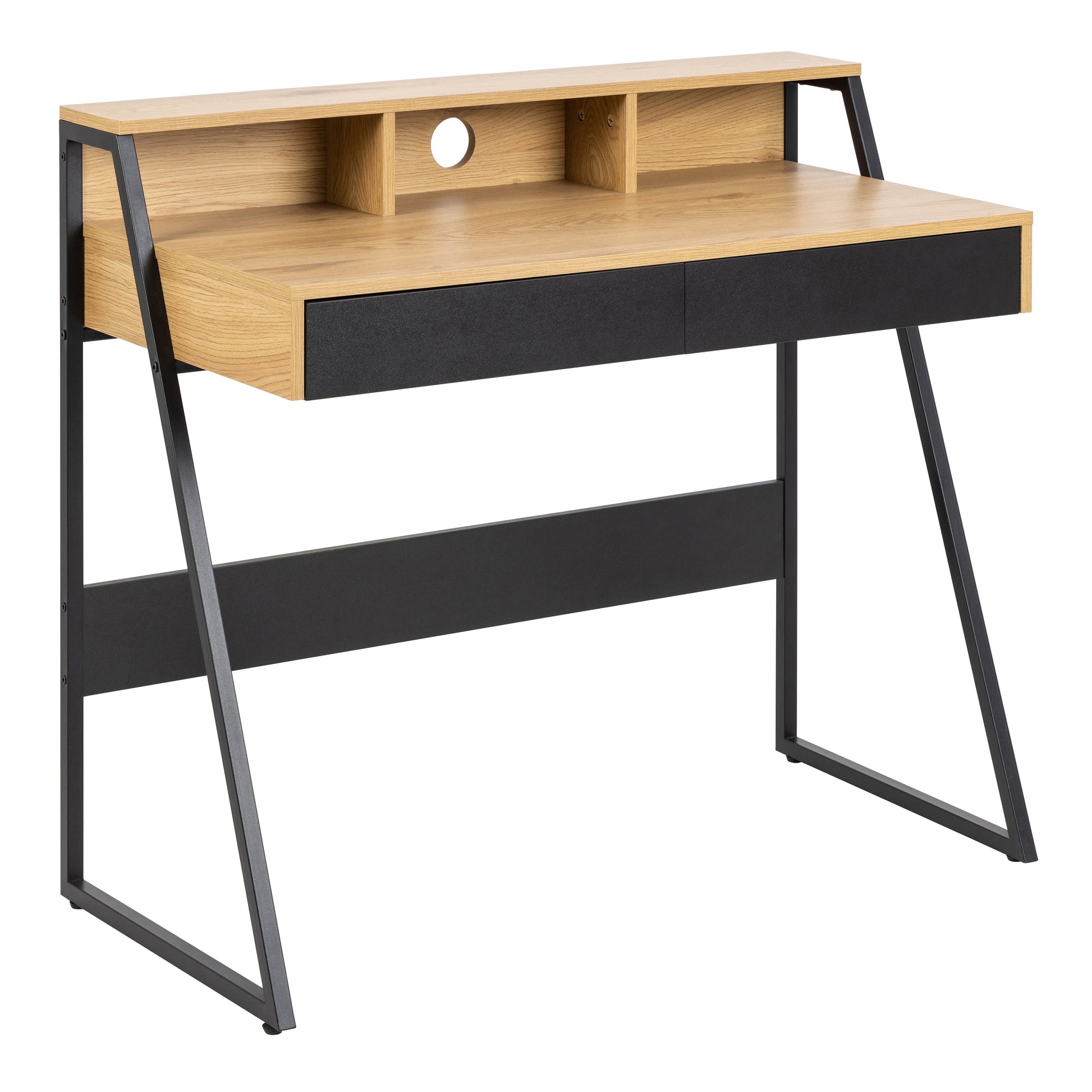 Cote | Furniture Reece Desk, 1 Drawers - Oak & Black Reece, Dressing Tables & Desks 90A0000094415