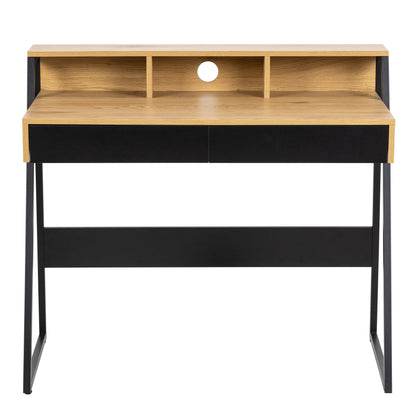 Cote | Furniture Reece Desk, 1 Drawers - Oak & Black Reece, Dressing Tables & Desks 90A0000094415