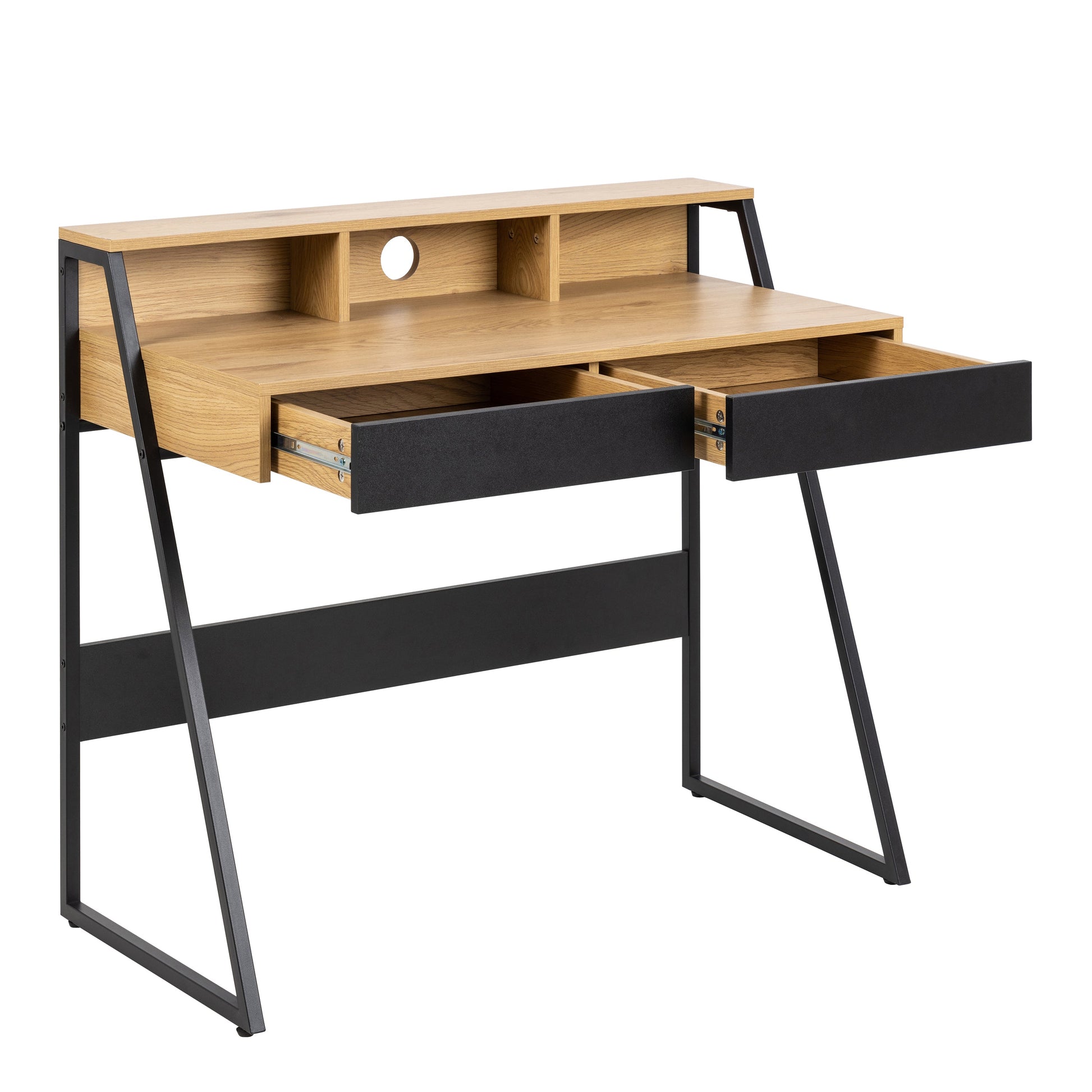 Cote | Furniture Reece Desk, 1 Drawers - Oak & Black Reece, Dressing Tables & Desks 90A0000094415