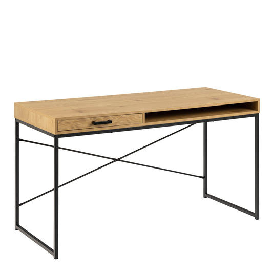 Cote | Furniture Seaford Desk, 1 Drawer - Black & Oak Seaford, Dressing Tables & Desks 90A0000095139