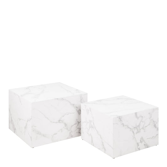 Cote | Furniture Dice Coffee Table, Square Set  - White Marble Effect (Set of 2) Dice, Coffee Tables 90A0000096361