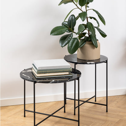 Cote | Furniture Avila Side Table 42x45cm - Black Polished Marble Stone  Avila, Side Tables 90A0000096734