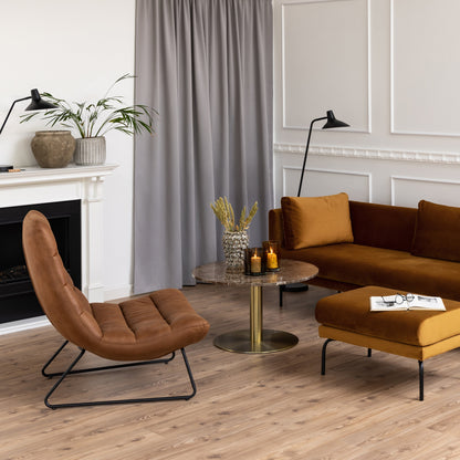 Cote | Furniture Milford Lounge Chair, Sledge Base - Brown Leather-Mix Milford, Accent Chairs & Armchairs 90A0000097454