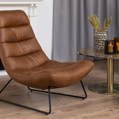 Cote | Furniture Milford Lounge Chair, Sledge Base - Brown Leather-Mix Milford, Accent Chairs & Armchairs 90A0000097454