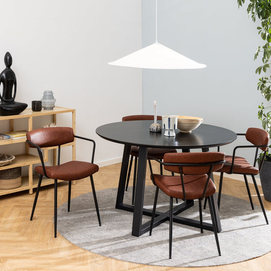 Cote Furniture |  Malika 4 Seater Dining Table, Round - Black Malika, Dining Tables 90A0000097589