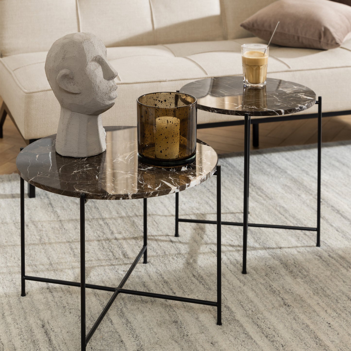 Cote | Furniture Avila Side Table 42x45cm - Brown Marble Top  Avila, Side Tables 90A0000097860