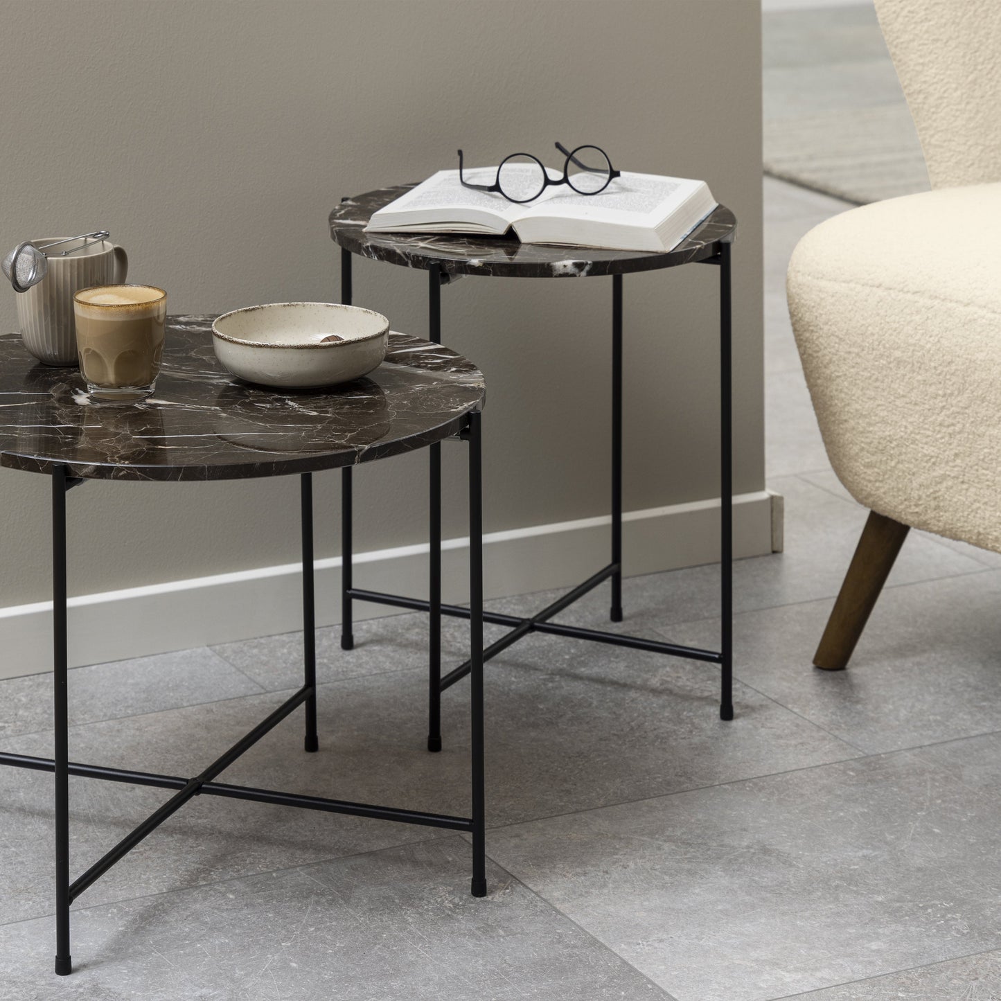 Cote | Furniture Avila Side Table 42x45cm - Brown Marble Top  Avila, Side Tables 90A0000097860