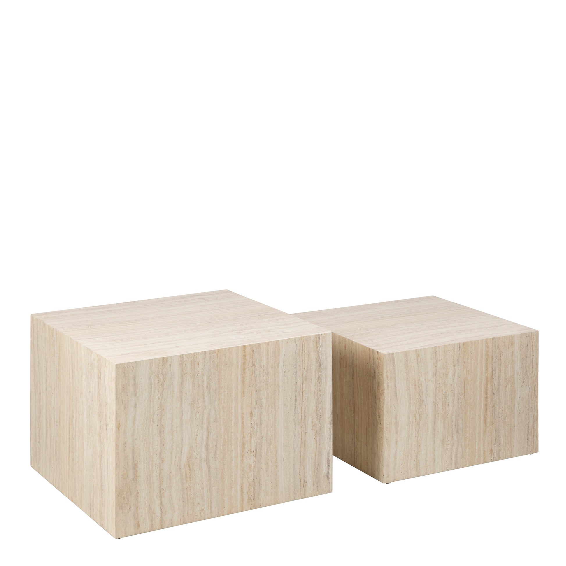 Cote | Furniture Dice Coffee Table, Square Set - Light Travertine Effect (Set of 2) Dice, Coffee Tables 90A0000098283