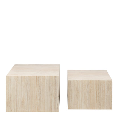 Cote | Furniture Dice Coffee Table, Square Set - Light Travertine Effect (Set of 2) Dice, Coffee Tables 90A0000098283