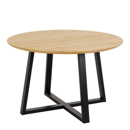 Cote | Furniture Malika 4 Seater Dining Table, Round - Oak & Black Malika, Dining Tables 90A0000099036