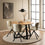 Malika 4 Seater Dining Table, Round - Oak & Black