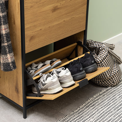 Cote | Furniture Seaford Shoe Storage - Black & Oak Seaford, Shoe Storage 90A0000100315