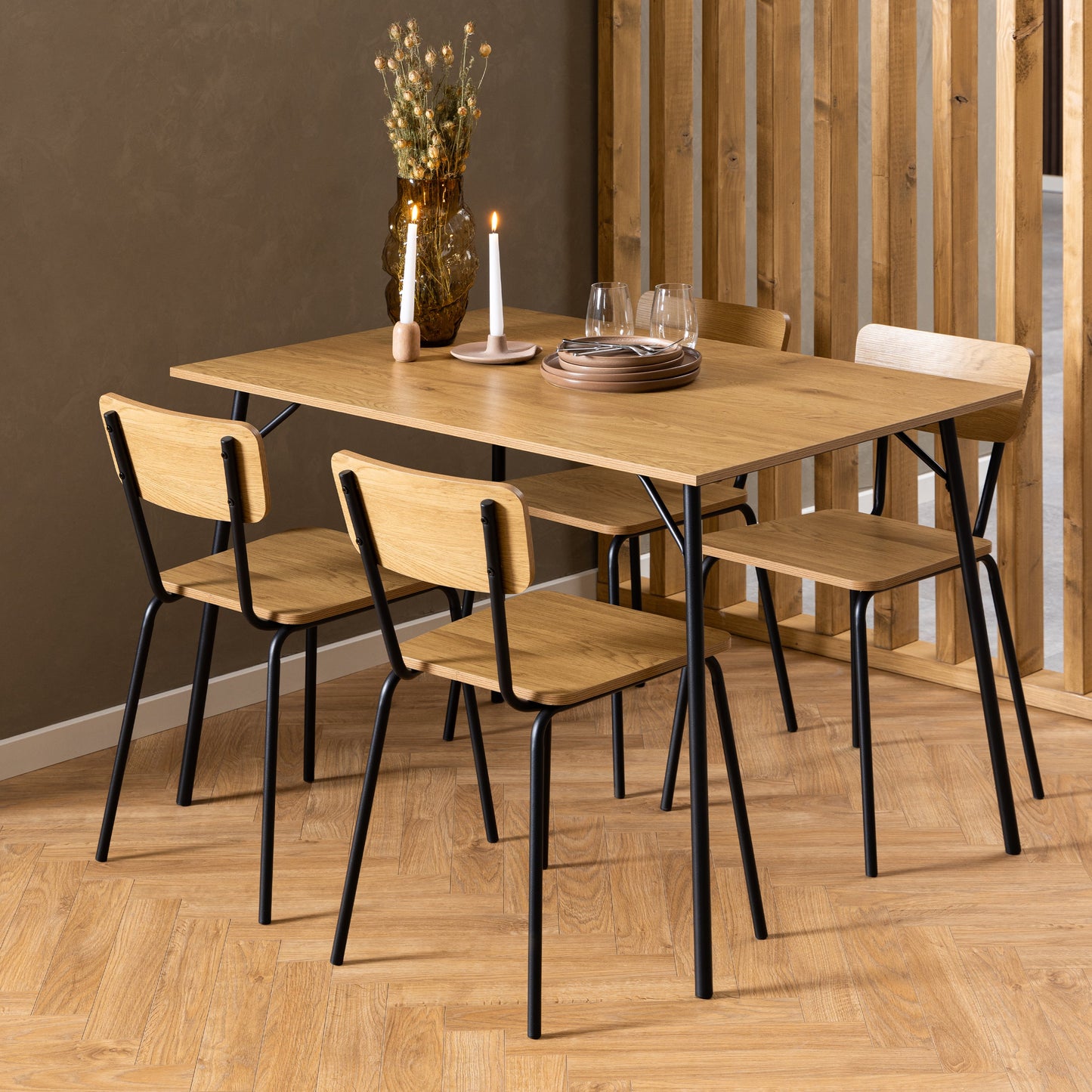 Cote | Furniture Peru Dining Chairs - Steel & Oak (Set of 4) Peru, Dining Chairs 90A0000100542