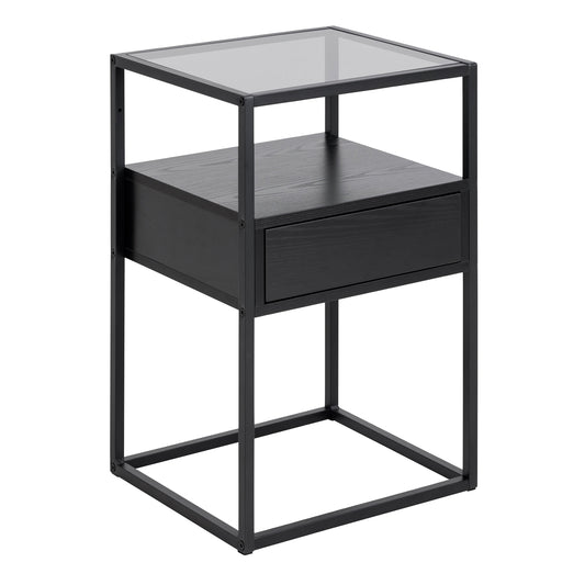 Cote | Furniture Randolf Bedside Table - Black & Smoked Glass Randolf, Bedside Tables 90A0000100719