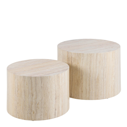 Cote | Furniture Dice Coffee Table, Round Set - Light Travertine Effect (Set of 2) Dice, Coffee Tables 90A0000101176