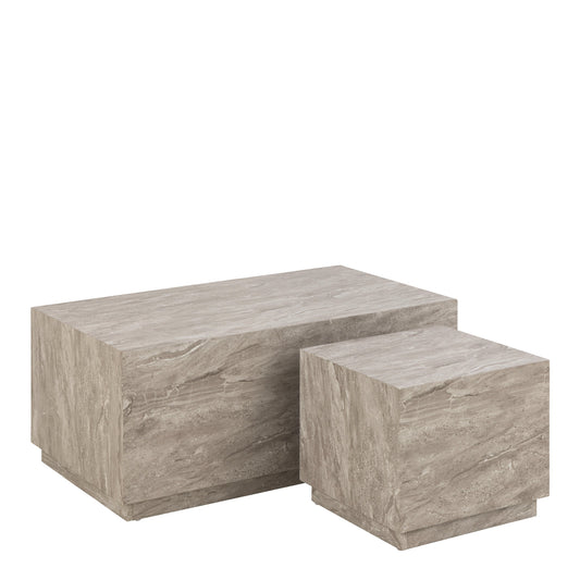 Cote | Furniture Dice Coffee Table, Square Set - Grey Marble Effect (Set of 2) Dice, Coffee Tables 90A0000101575