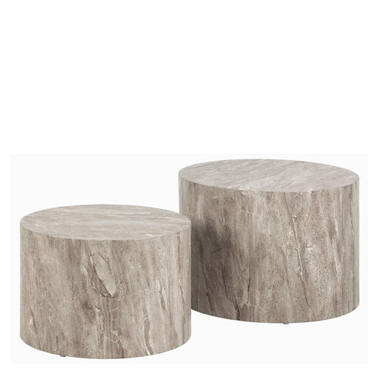 Cote | Furniture Dice Coffee Table, Round Set - Grey Marble Effect (Set of 2) Dice, Coffee Tables 90A0000101896