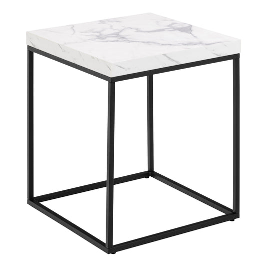 Cote | Furniture Barossa Coffee Table, White Marble Effect Top & Black Base - 40cm Barossa, Coffee Tables 90A0000102433