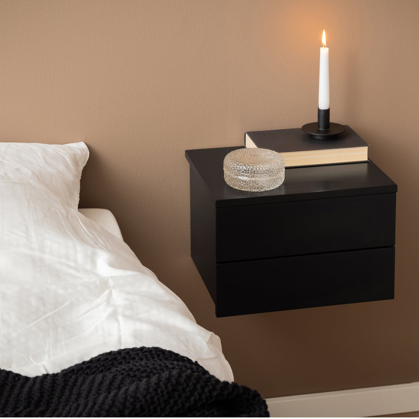 Cote | Furniture Avignon Bedside Table with 2 Drawer - Black Avignon, Bedside Tables 90A0000102560