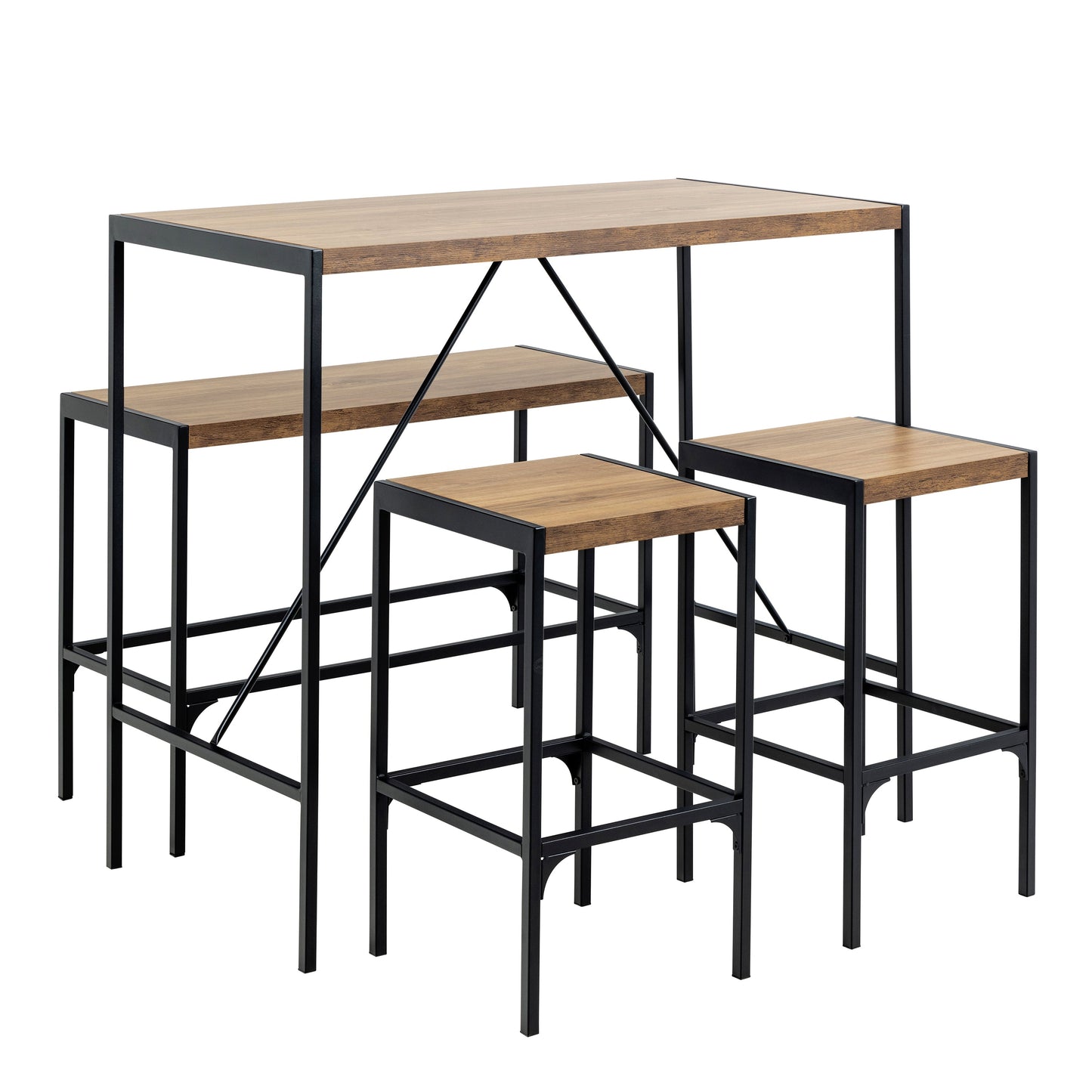 Cote | Furniture Bahamas Bar Table Set - Oak & Black (Inc Bar Table + 2 Bar Stools + Bench) Bahamas, Bar Tables 90A0000102583