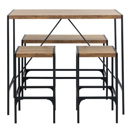 Cote | Furniture Bahamas Bar Table Set - Oak & Black (Inc Bar Table + 2 Bar Stools + Bench) Bahamas, Bar Tables 90A0000102583