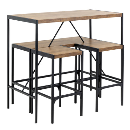 Cote | Furniture Bahamas Bar Table Set - Oak & Black (Inc Bar Table + 2 Bar Stools + Bench) Bahamas, Bar Tables 90A0000102583