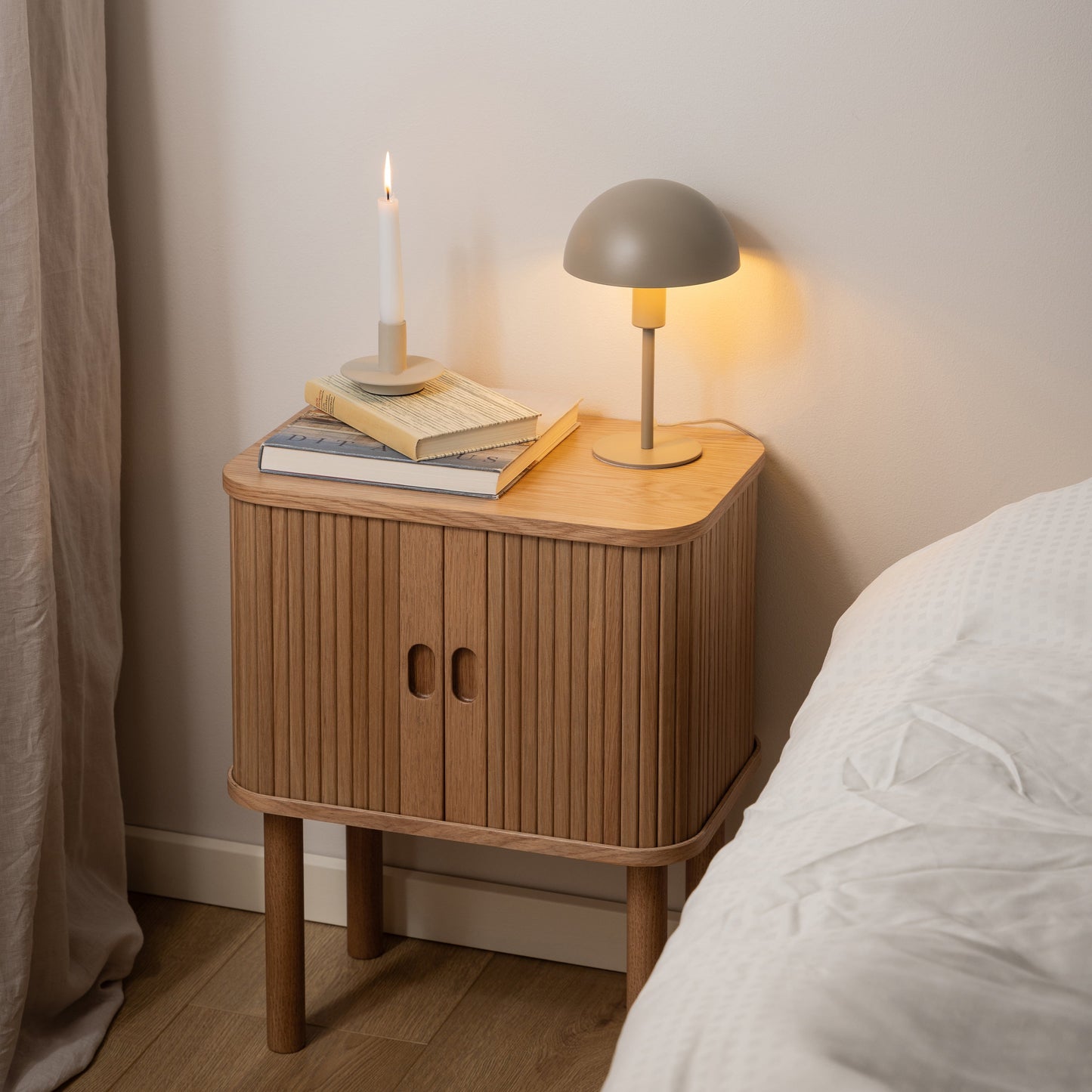 Cote | Furniture Langley Bedside Table, Square, Sliding Doors - Oak Langley, Bedside Tables 90A0000102748