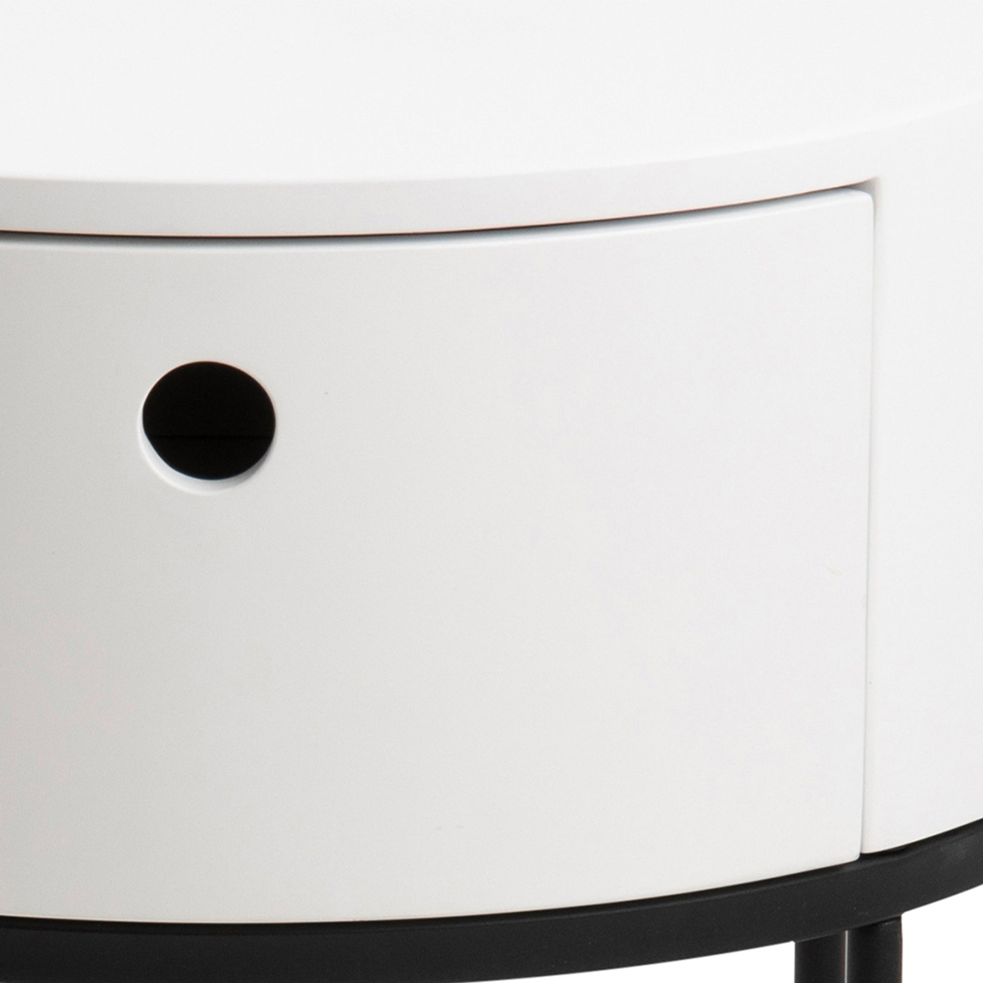 Cote | Furniture Polo Bedside Table, Round - White & Black Polo, Bedside Tables 90A0000102923